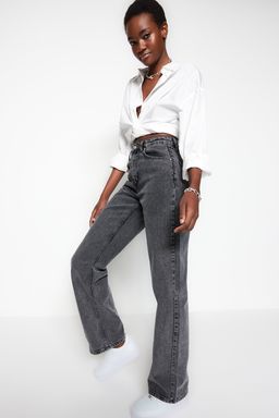 Antrasit Yuksek Bel Wide Leg Genis Paca %100 Pamuk Non-Stretch Jeans TWOSS23JE00068