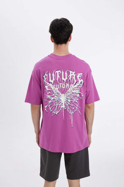 Футболка Comfort Fit с круглым вырезом и короткими рукавами с принтом на спине - Defacto фото 7