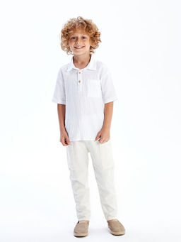 Keten Kar???ml? Erkek ?ocuk Kargo Pantolon