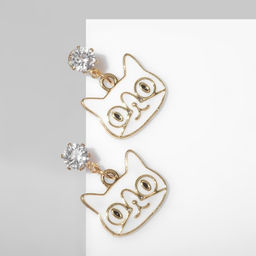 Серьги эмаль Котики мультяшные, цвет черно-белый в золоте