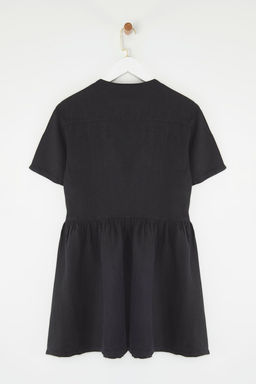 Trendyolmilla Siyah %100 Keten Baglama Detayl? Mini Elbise TWOSS25EL00605 фото 6