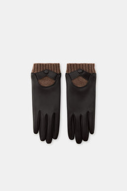 LEATHER EFFECT GLOVES WITH WOOL - Zara фото 2