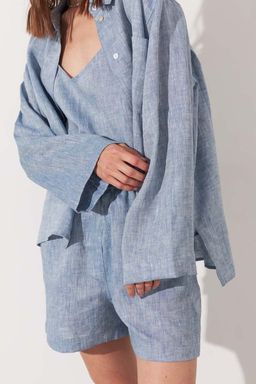 Рубашка короткая S021_LBMG/Светло-голубой меланж - M&G all natural фото 10