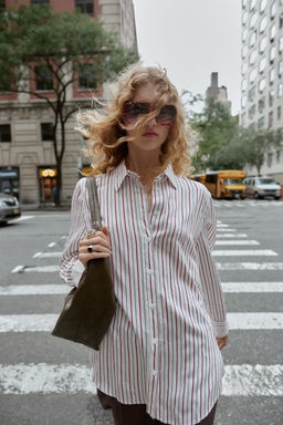 STRIPED OVERSIZE POPLIN SHIRT - Zara фото 3