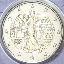 2 евро 2023 года Франция XXXIII летние Олимпийские игры 2024 в Париже (Фиолетовый блистер)