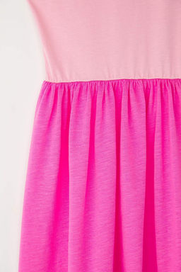 Pembe-Mint 2li K?z Cocuk %100 Pamuk Renk Bloklu Kolsuz Orme Elbise TKDSS25EL00093 - Trendyolmilla фото 3