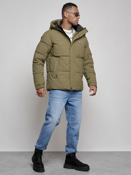 Куртка молодежная мужская зимняя с капюшоном цвета хаки 8356Kh - Wonderrman фото 4