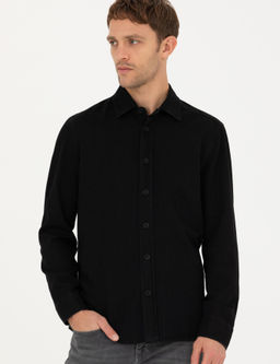 Siyah Regular Fit Uzun Kollu G_mlek