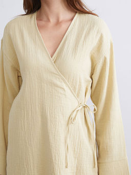 Kruvaze Yaka Dokulu Kad?n Kimono