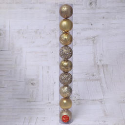 Ёлочные игрушки Грация, шары новогодние, набор 9 шт., d=8 см, золотистые - Зимнее волшебство фото 2