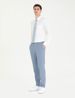 Beyaz %100 Pamuk Parlak Saten Regular Fit Uzun Kollu Basic G_mlek