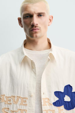 CAMISA RELAXED FIT TEXTO PARCHES / Crudo - Zara фото 6
