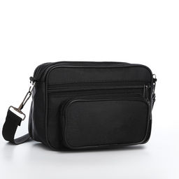 Сумка мужская через плечо, Sacvoyage на молнии, 3 наружных кармана, 20×8×13 см, чёрная