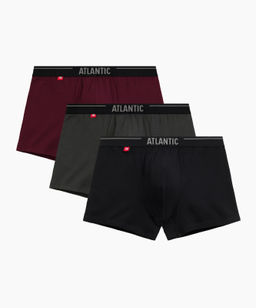 ATLANTIC 3MH-011 Трусы шорты Solid - набор (3 шт.) темно-фиолетовый + черный + темный хаки