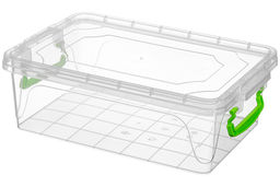 Контейнер 6 л 35,5*23*11,5 см "Фреш бокс" с зелеными ручками, прозрачный (модель 242)