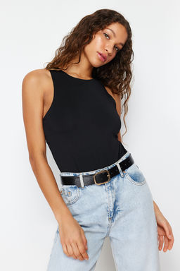 Siyah Halter Yaka Vucuda Oturan Esnek Alttan C?tc?tl? Orme Body TWOSS20BD0044