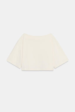 BOAT NECK COTTON T-SHIRT - Zara фото 8