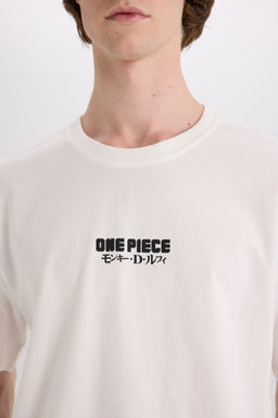 %100 Pamuk One Piece Boxy Fit Bisiklet Yaka S_rt Bask_l_ K_sa Kollu Ti__rt - Defacto фото 6