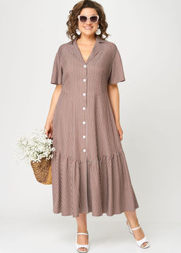 Платье EVA GRANT 7200С капучино в полоскку