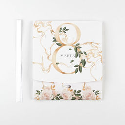 Коробка складная подарочная 8 марта, золото, 20 х 18 х 5 см, БЕЗ ЛЕНТЫ - Дарите счастье фото 5