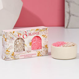 Подарочный набор косметики С 8 Марта!, соль для ванны 100 г и жемчуг для ванны 80 г, Чистое счастье