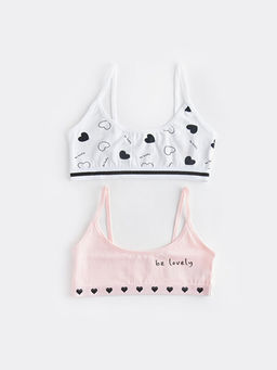 Bask?l? Pamuklu K?z ?ocuk B?stiyer 2li