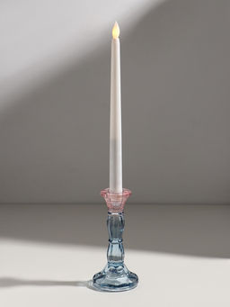 Стеклянный подсвечник на 1 свечу «Градиент. Фактура», розово-голубой, d=2.2 см, 7×7×15 см
