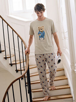 Regular Fit Teddy Bask?l? Erkek Pijama Tak?m - Waikiki фото 2