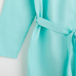 Халат вафельный женский удлинённый Экономь и Я размер 42-44, цвет небесный, 100% хлопок, 200 г/м²