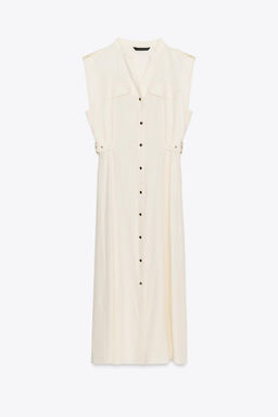 MIDI DRESS WITH BELT LOOPS IN A LINEN BLEND - Zara фото 14