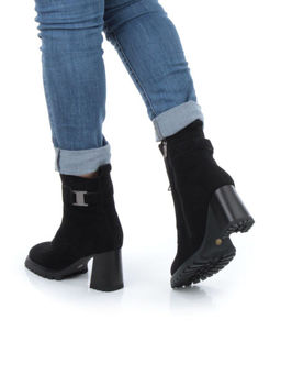 04-M3-L855 BLACK Ботильоны зимние женские (натуральная замша, натуральный мех) - Фабричный китай фото 3