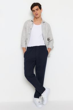 Lacivert Regular Fit Lastik Belli Gabardin Pantolon TMNSS23PL00033
