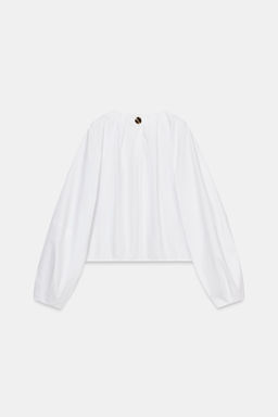 CAMISA POPEL?N GLOBO / blanco - Zara фото 8