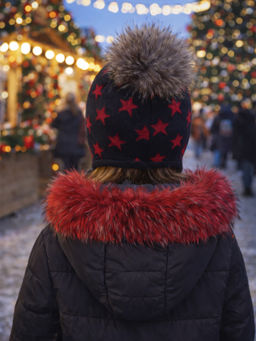 Шапка детская темносиняякрасные звезды - Arctic kids фото 3