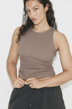 Camiseta sin mangas en algod?n acanalado - H&m фото 11
