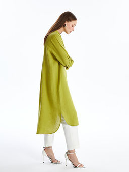 Oversize %100 Keten Kad?n G?mlek Tunik