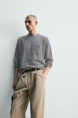 CAMISETA JACQUARD RAYAS / Crudo / Marino - Zara фото 7