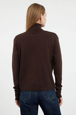 Koyu Kahverengi Yunlu Bal?kc? Yaka Triko Kazak TWOAW25KZ00026 - Trendyolmilla фото 5