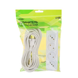 Удлинитель Luazon Lighting ECO, 4 розетки, 10 м, 10 А, 2200 Вт, ПВС 2×0.75 мм2, без заземления, белый
