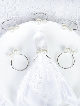 Кольца для салфеток 6 штук Бусины Серебро / JG03-3 /уп 200/ - Галеонтрейд фото 2