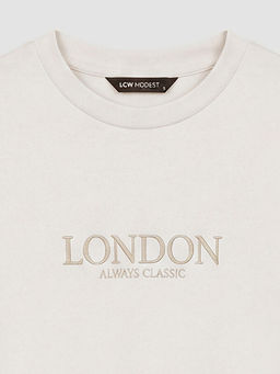 Bisiklet Yaka London Bask?l? Kad?n Ti??rt