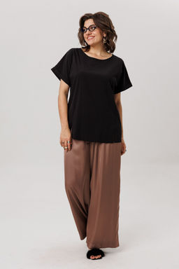 Топ ANELLI 1576 черный кофе  фото 2