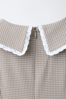 CHECK DRESS WITH RUFFLES AND LACE TRIM - Zara фото 4