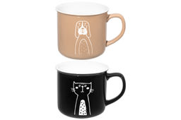 Набор 2 кружек 400 мл 12,5*9,5*8,8 см "Кот и пёс", фарфор
