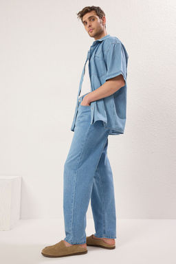 TRENDYOL MAN Ac?k Mavi Ince Kumas Baggy Fit Jeans Kot Pantolon TMNSS25JE00004 - Trendyolmilla фото 2