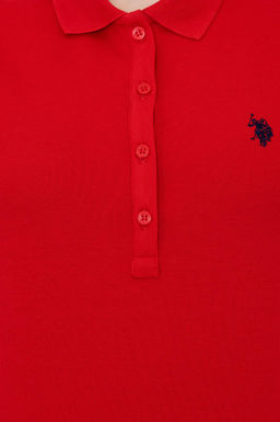 Женская базовая красная футболка с воротником поло Basic - U.s. polo assn фото 18