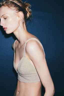 BRALETTE TRIANGULAR PIEL 100% / Gris - Zara фото 2