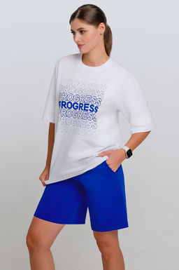 Арт. 51302 Костюм женский с шортами 42-50 (5 шт) Цвет:верх- белый, низ- вери-пери - Калинка фото 4