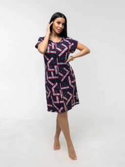 Халат женский, цвет синий красный