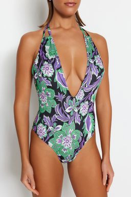 Cicek Desenli Derin Dekolteli S?rt Dekolteli Normal Paca Mayo TBESS23MA00100